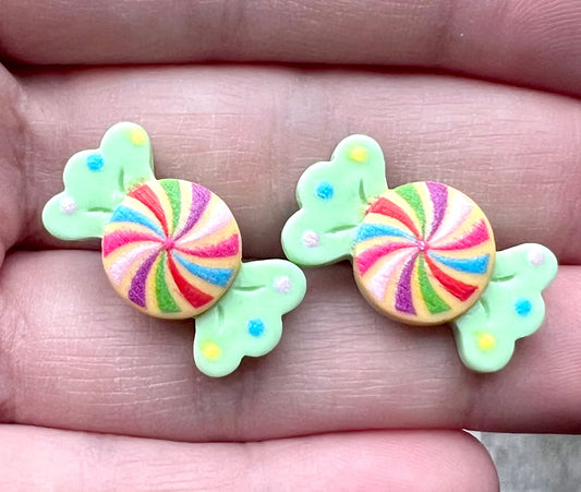 Green Swirl Candy Resin Stud Earrings